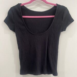Cotton On Black Ribbed Women's T-shirt